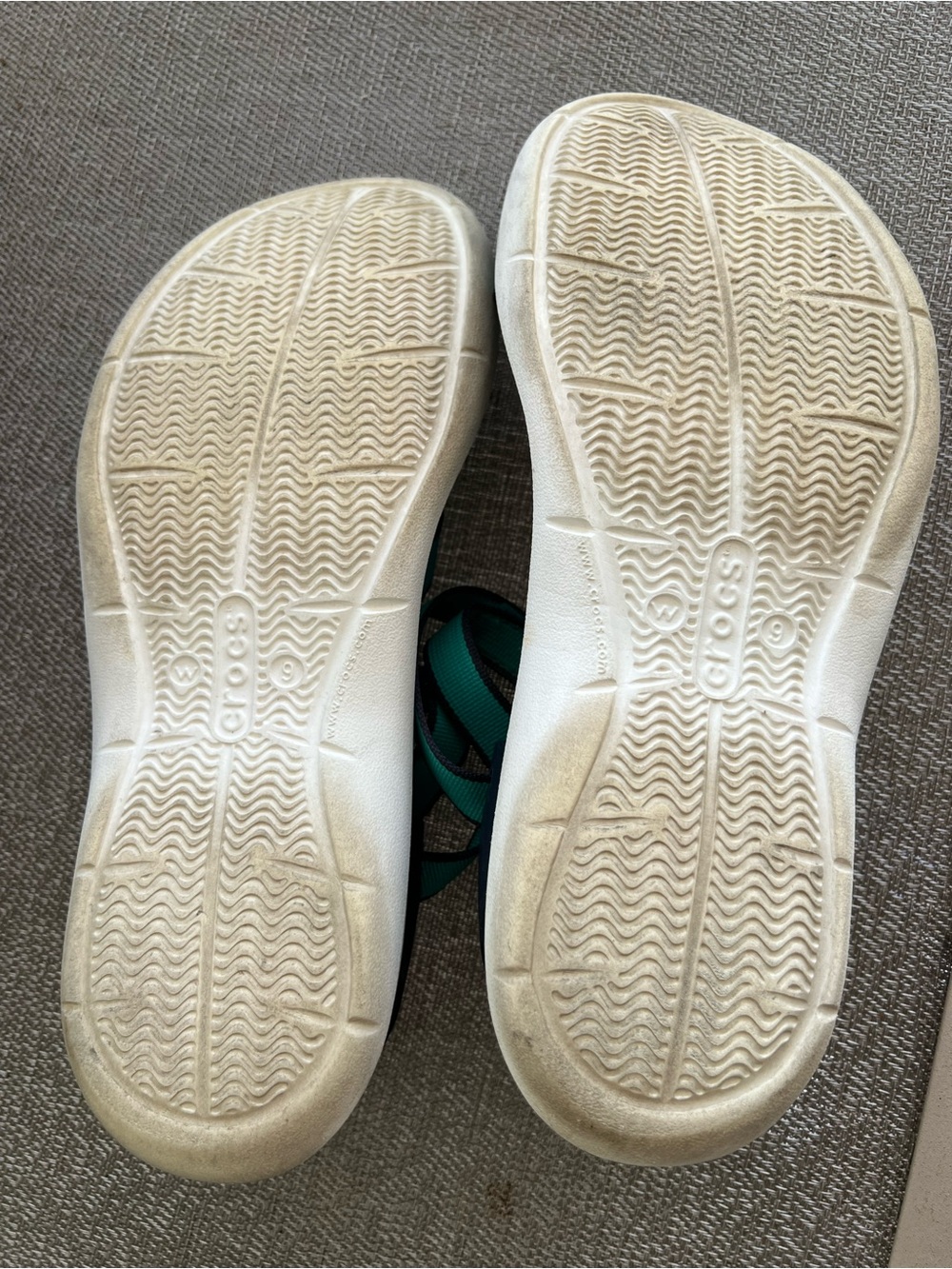 CROCS Teal Sandals with a White Textured Sole - Picture 4 of 6